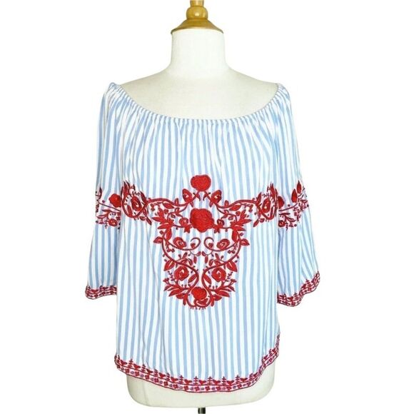 Gianni Bini Off Shoulder Embroidered Top - Picture 1 of 5